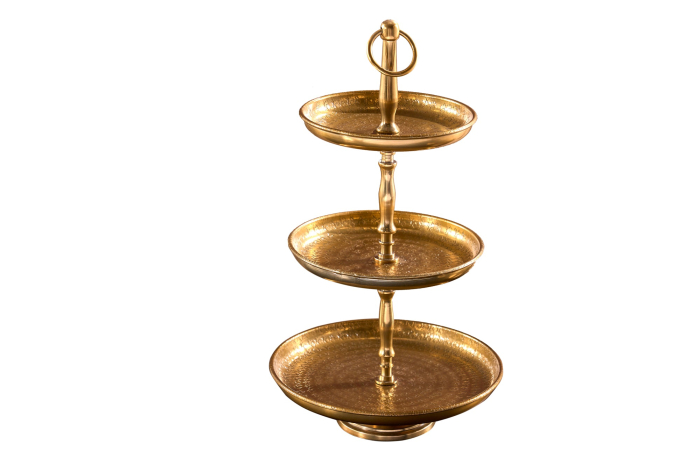 Etagere ORIENT 50 cm, 3 tăvi, cu efect de ciocănitură, auriu [1]