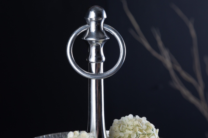 Etagere ORIENT 65 cm, 3 tăvi, cu efect de ciocănitură, argintiu [5]