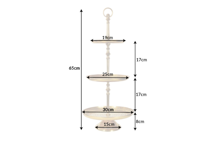 Etagere ORIENT 65 cm, 3 tăvi, cu efect de lovitură de ciocan, auriu [9]