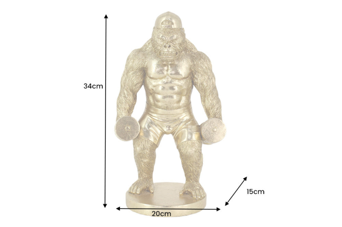 Figurină decorativă KING APE 35 cm, gorilă aurie, realizată manual [5]
