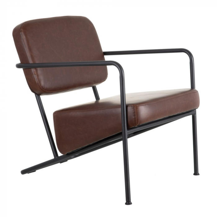 Fotoliu Arms cu tapițerie din piele 57 X 76 X 76,50 CM, maro închis [1]