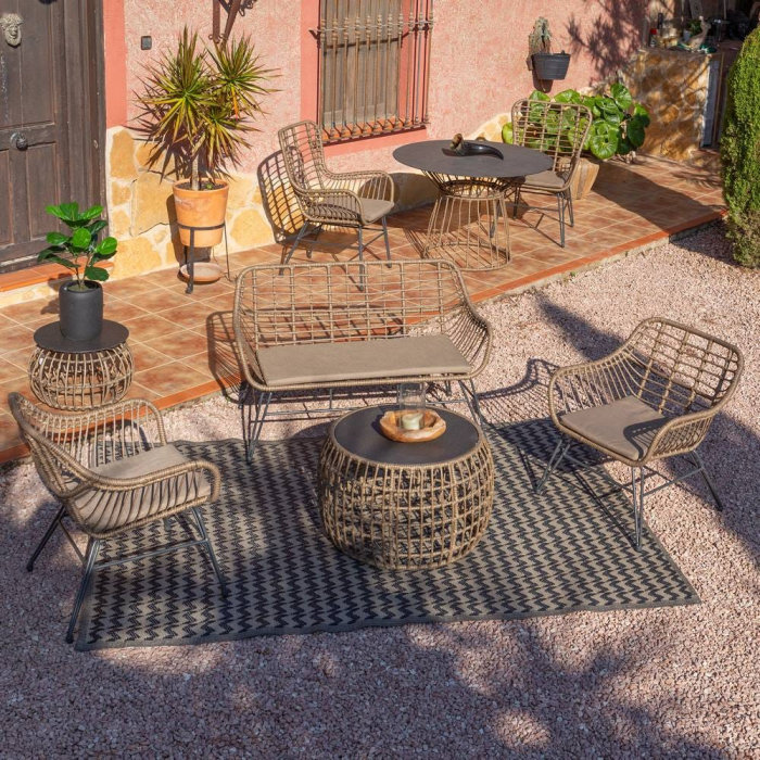 Canapea de exterior cu 2 locuri din rattán,cadru culoarea graphite  121 x 62 x 76 cm [2]