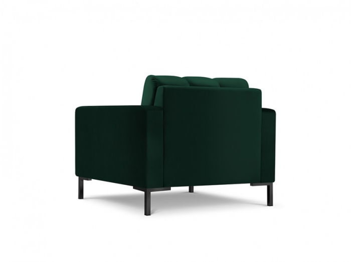 Fotoliu Mamaia cu tapițerie din catifea și picioare din metal negru, verde închis [3]