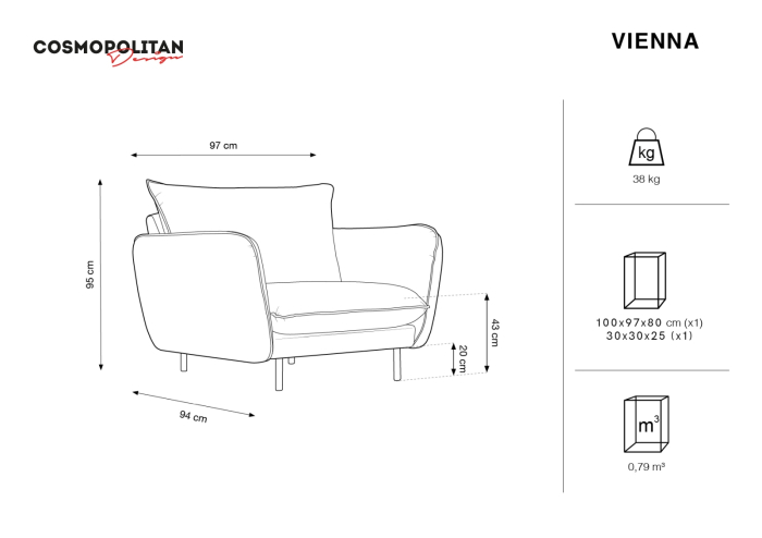Fotoliu Vienna cu tapițerie din catifea [8]
