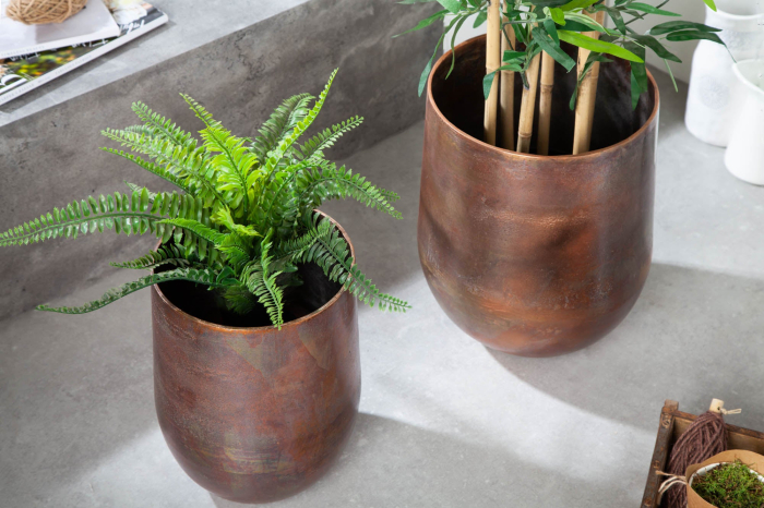 Ghiveci FLOWERS mare, set de 2, cu finisaj cupru marmorat [3]