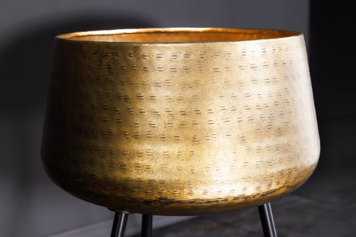 Ghiveci FLOWERS set de 2 rame negre cu efect de ciocan din alamă [7]