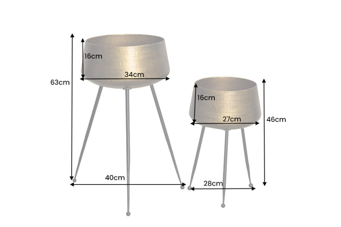 Ghiveci FLOWERS set de 2 rame negre cu efect de ciocan din alamă [10]