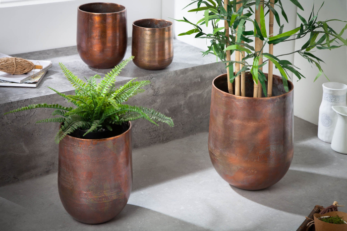 Ghiveci FLOWERS set mic de 2 bucăți, cu model marmorat, culoare cupru [4]