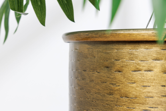 Ghiveci UNIT 70-50 cm, set de 2, negru-auriu, incl. ramă [6]