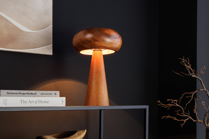 Lampă de masă ALVA 40cm, fier și lemn de salcâm natural [4]