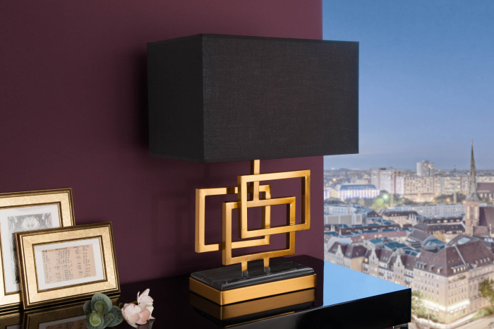 Lampă de masă ATLANTIS 56cm aurie cu abajur din material textil negru [4]