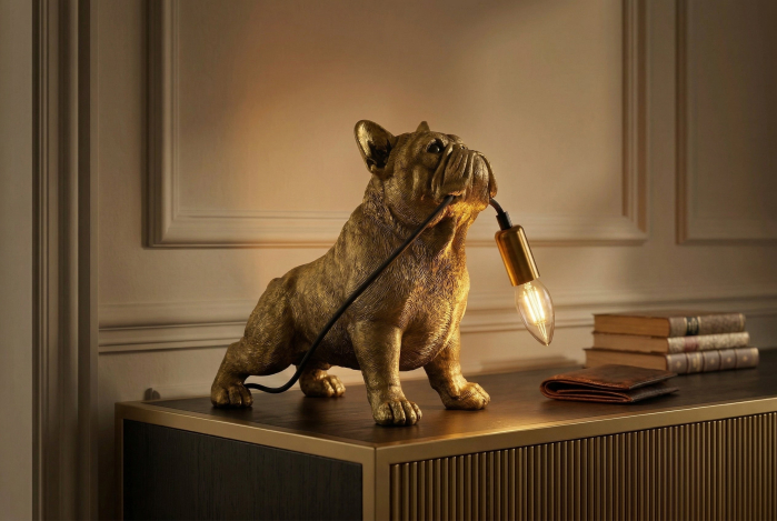 Lampă de masă aurie , BULLDOG 35cm,sculptură câine  [4]
