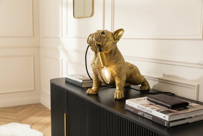 Lampă de masă aurie , BULLDOG 35cm,sculptură câine  [9]