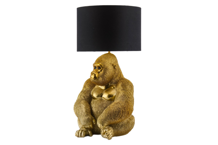 Lampă de masă aurie,KING APE 55cm,abajur negru [4]