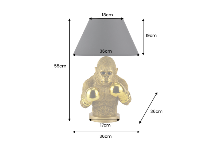 Lampă de masă aurie,KING APE 55cm,abajur negru [6]