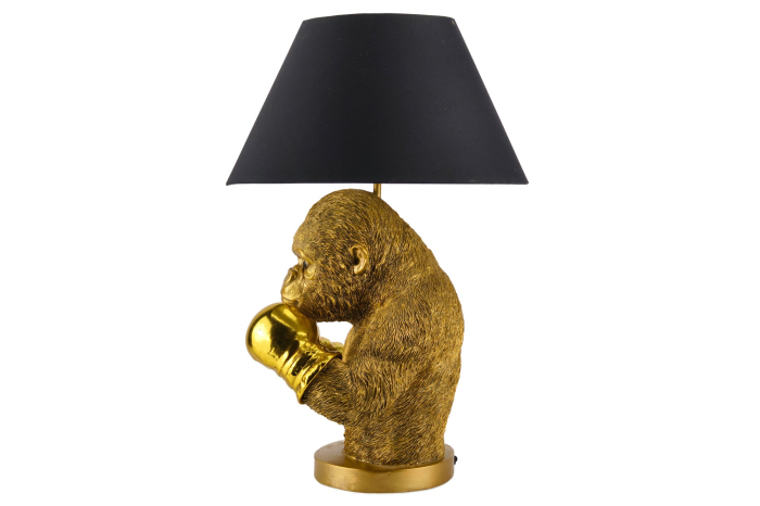 Lampă de masă aurie,KING APE 55cm,abajur negru [5]