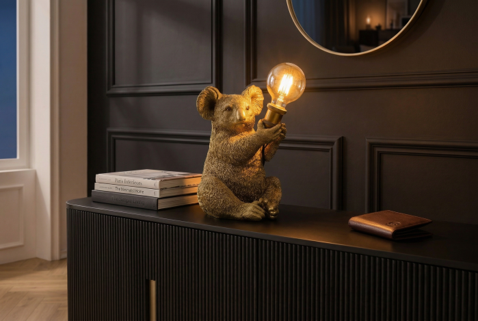 Lampă de masă aurie, sculptura KOALA 30cm   [8]