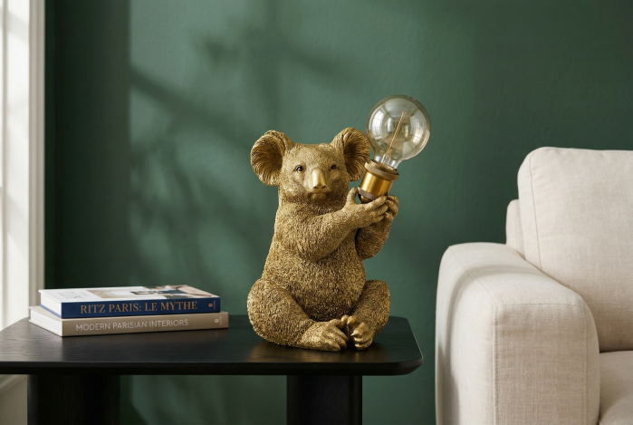 Lampă de masă aurie, sculptura KOALA 30cm   [4]
