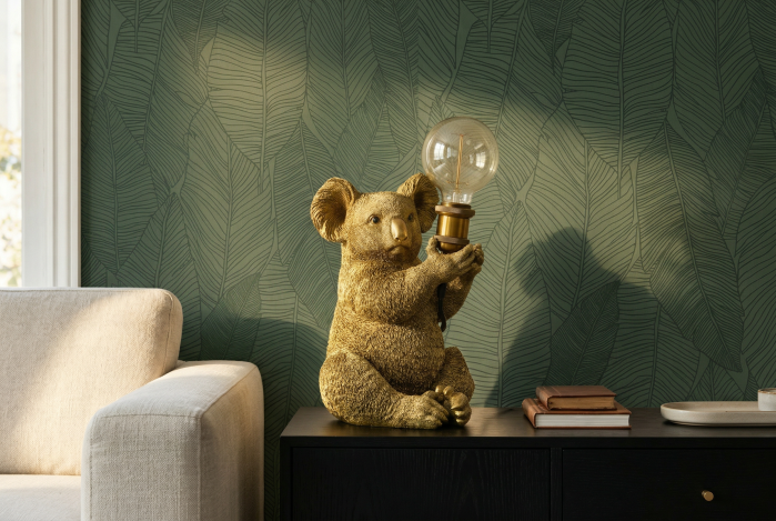Lampă de masă aurie, sculptura KOALA 30cm   [11]