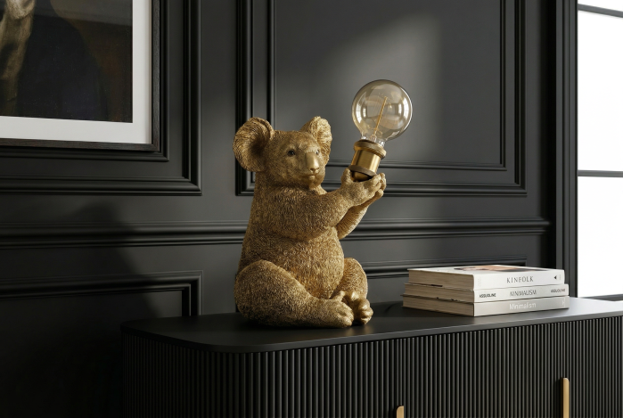 Lampă de masă aurie, sculptura KOALA 30cm   [6]