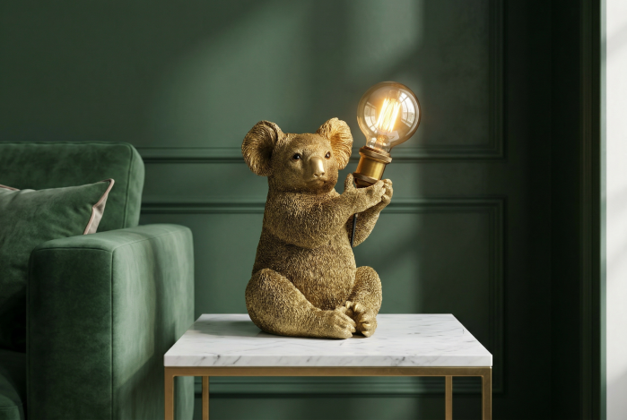 Lampă de masă aurie, sculptura KOALA 30cm   [3]
