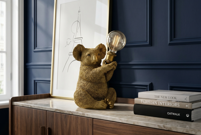 Lampă de masă aurie, sculptura KOALA 30cm   [5]