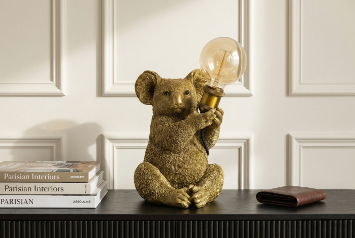 Lampă de masă aurie, sculptura KOALA 30cm   [9]