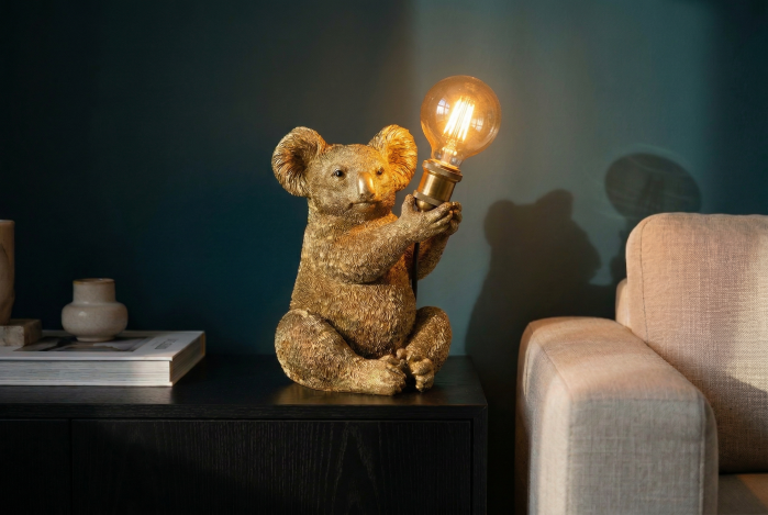 Lampă de masă aurie, sculptura KOALA 30cm   [12]