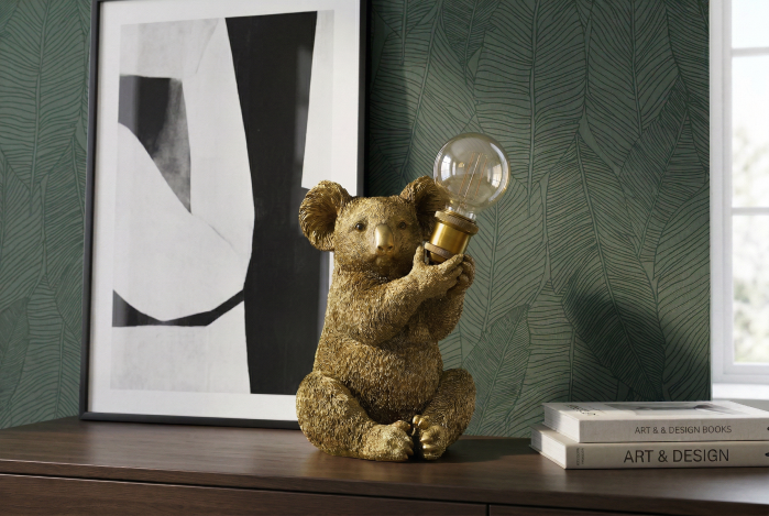 Lampă de masă aurie, sculptura KOALA 30cm   [13]