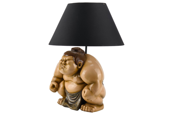 Lampă de masă bej,SUMO 50cm,abajur negru [4]