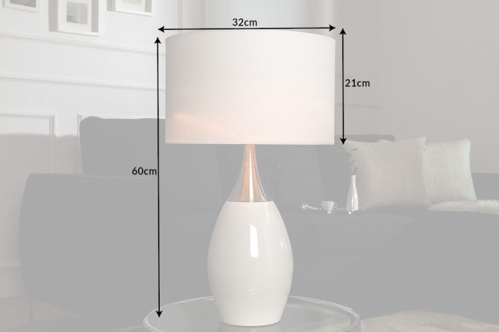Lampă de masă CARLA 60cm cu abajur alb [6]