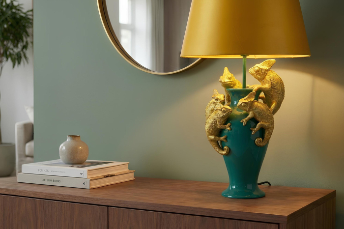 Lampă de masă CHAMELEON 55cm abajur auriu-verde galben [4]