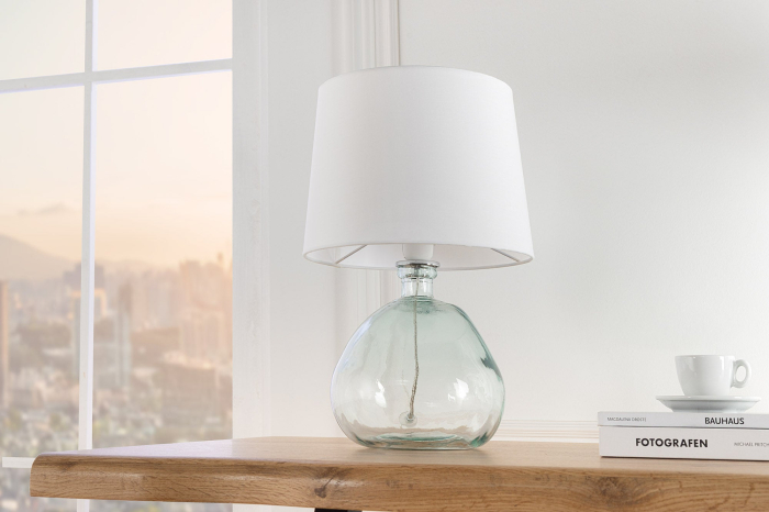 Lampă de masă CLASSIC 40cm din sticlă reciclată cu abajur alb   [6]