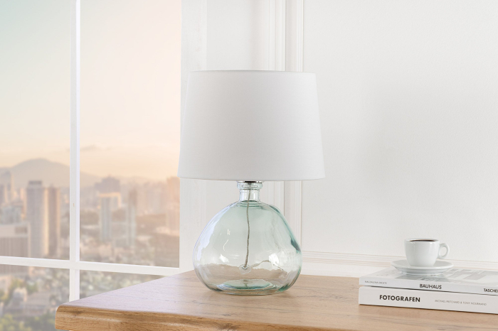Lampă de masă CLASSIC 40cm din sticlă reciclată cu abajur alb   [4]