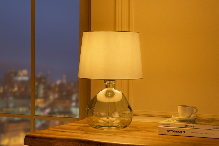 Lampă de masă CLASSIC 40cm din sticlă reciclată cu abajur alb   [3]