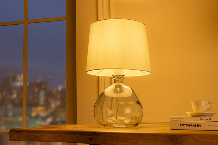Lampă de masă CLASSIC 40cm din sticlă reciclată cu abajur alb   [5]