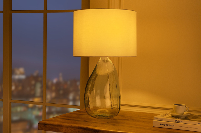 Lampă de masă CLASSIC 60cm din sticlă reciclată cu abajur alb  [3]
