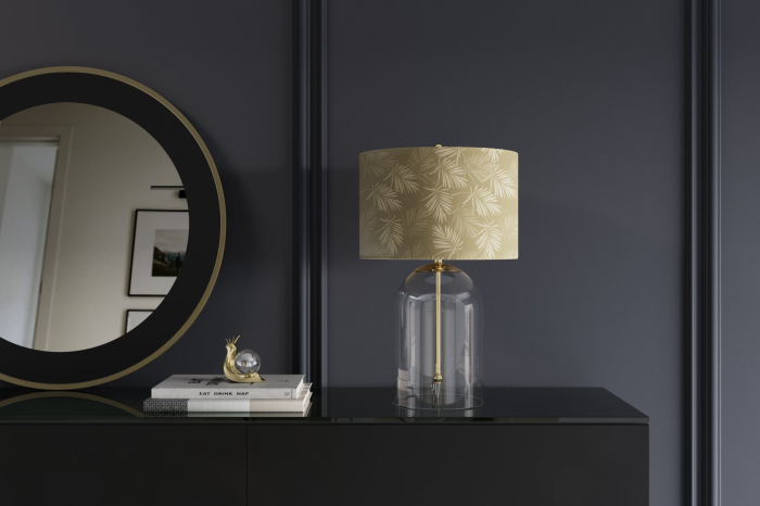 Lampă de masă CLASSICO 50cm abajur alb auriu sticlă transparentă  [5]