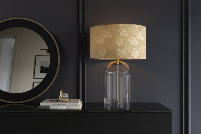 Lampă de masă CLASSICO 55cm abajur alb auriu sticlă transparentă  [9]