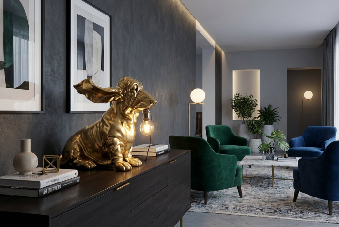 Lampă de masă DACKEL 70cm aurie [5]