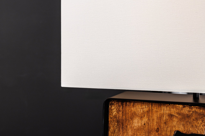 Lampă de masă DESIGNED BY NATURE 60cm, lemn de raintree negru natural cu abajur alb, lucrată manual [7]