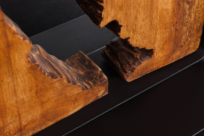 Lampă de masă DESIGNED BY NATURE 60cm, lemn de raintree negru natural cu abajur alb, lucrată manual [9]