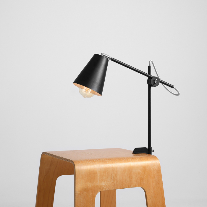 Lampă de masă din metal negru cu sistem de fixare, 50 cm [5]