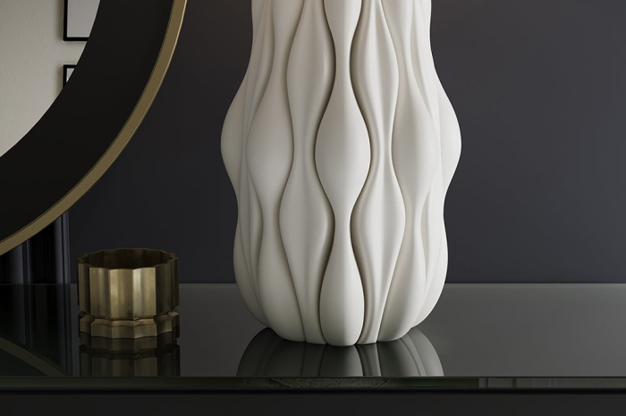 Lampă de masă ELEGANCIA 65cm, ceramică alb-auriu, cu abajur alb  [8]