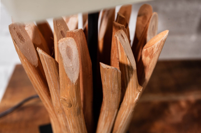 Lampă de masă EUPHORIA, din lemn plutitor cu abajur alb din in [6]