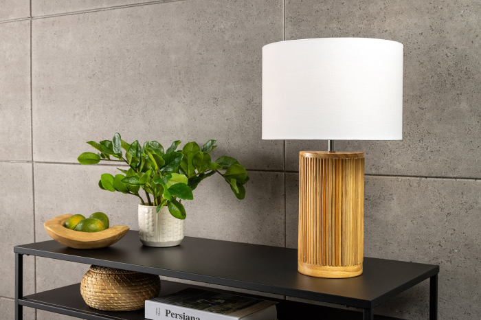 Lampă de masă GATSBY 50cm, din lemn natural de salcie și pin cu abajur alb  [4]