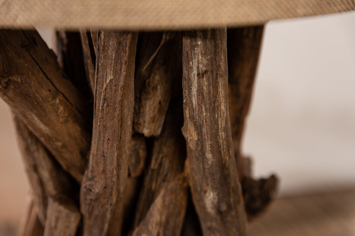 Lampă de masă HARMONY NATURE 50cm din lemn de tec cu abajur bej [6]