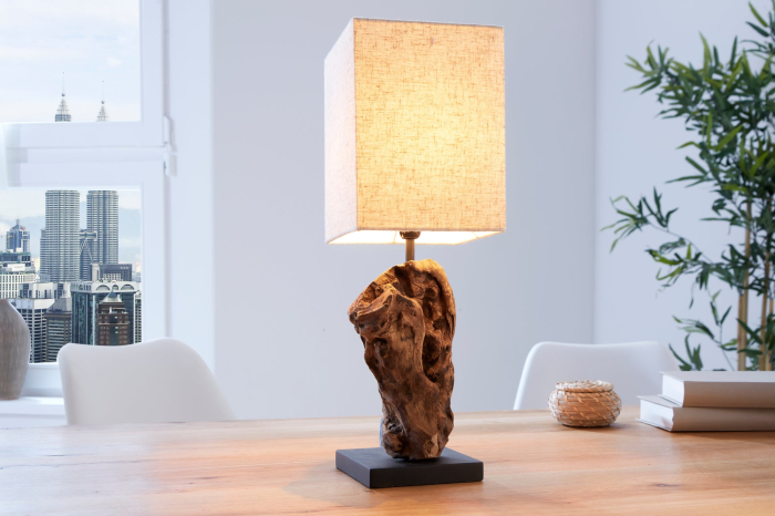 Lampă de masă HYPNOTIC 45cm bej, din  lemn plutitor  [3]
