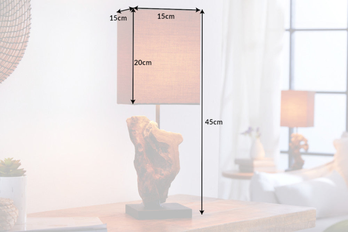 Lampă de masă HYPNOTIC 45cm maro, din lemn plutitor  [11]