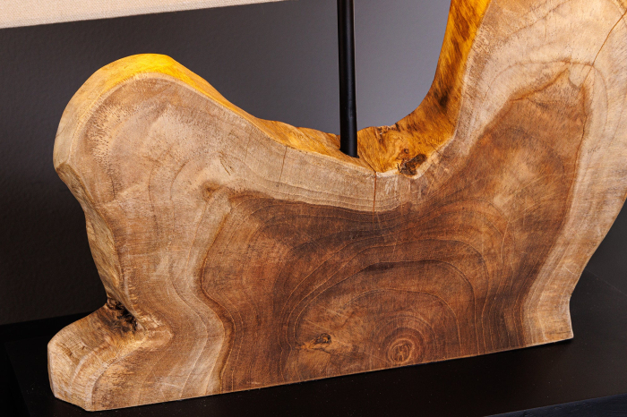 Lampă de masă HYPNOTIC 50cm, lemn de tec natural cu abajur bej   [9]